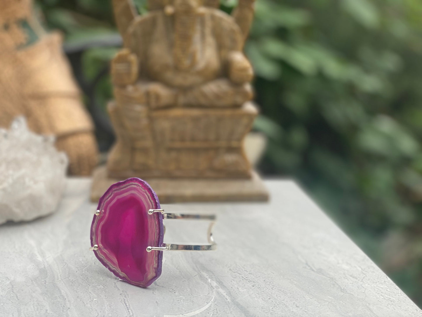 Pink Agate Cuff Bracelet