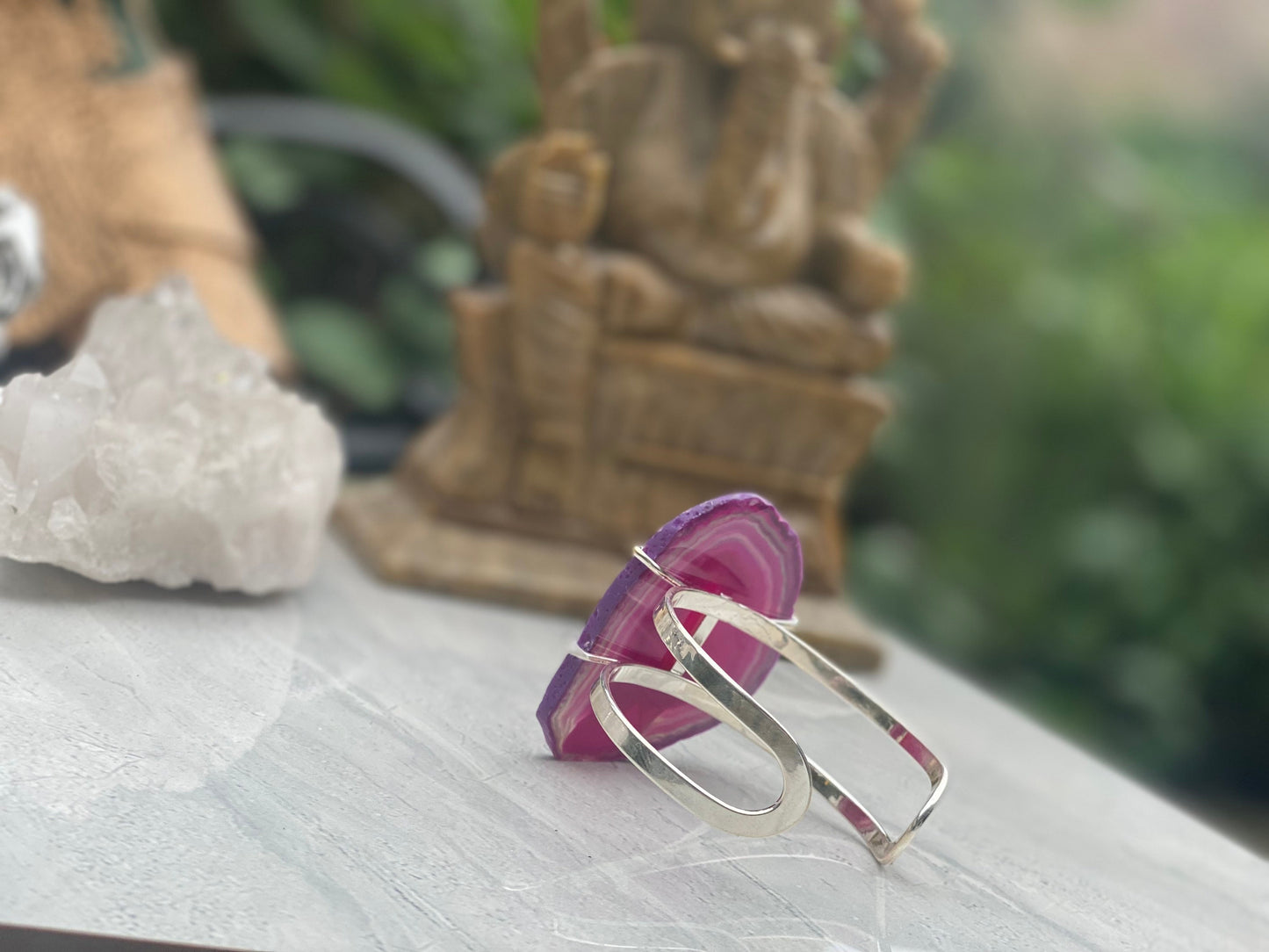 Pink Agate Cuff Bracelet