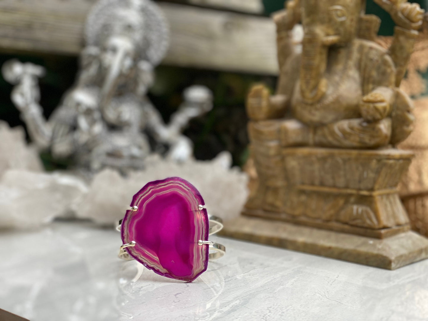 Pink Agate Cuff Bracelet