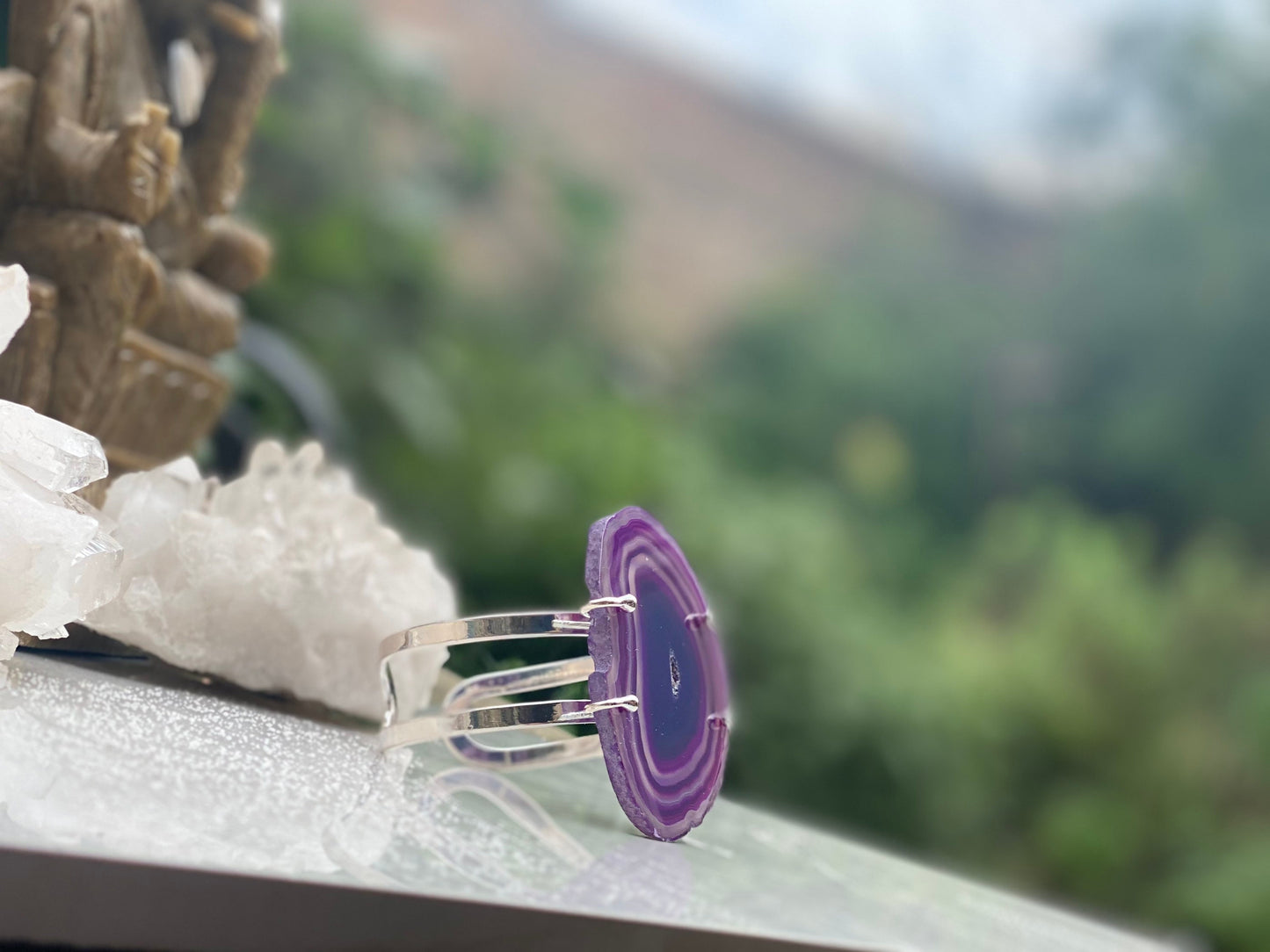 Purple Agate Cuff Bracelet