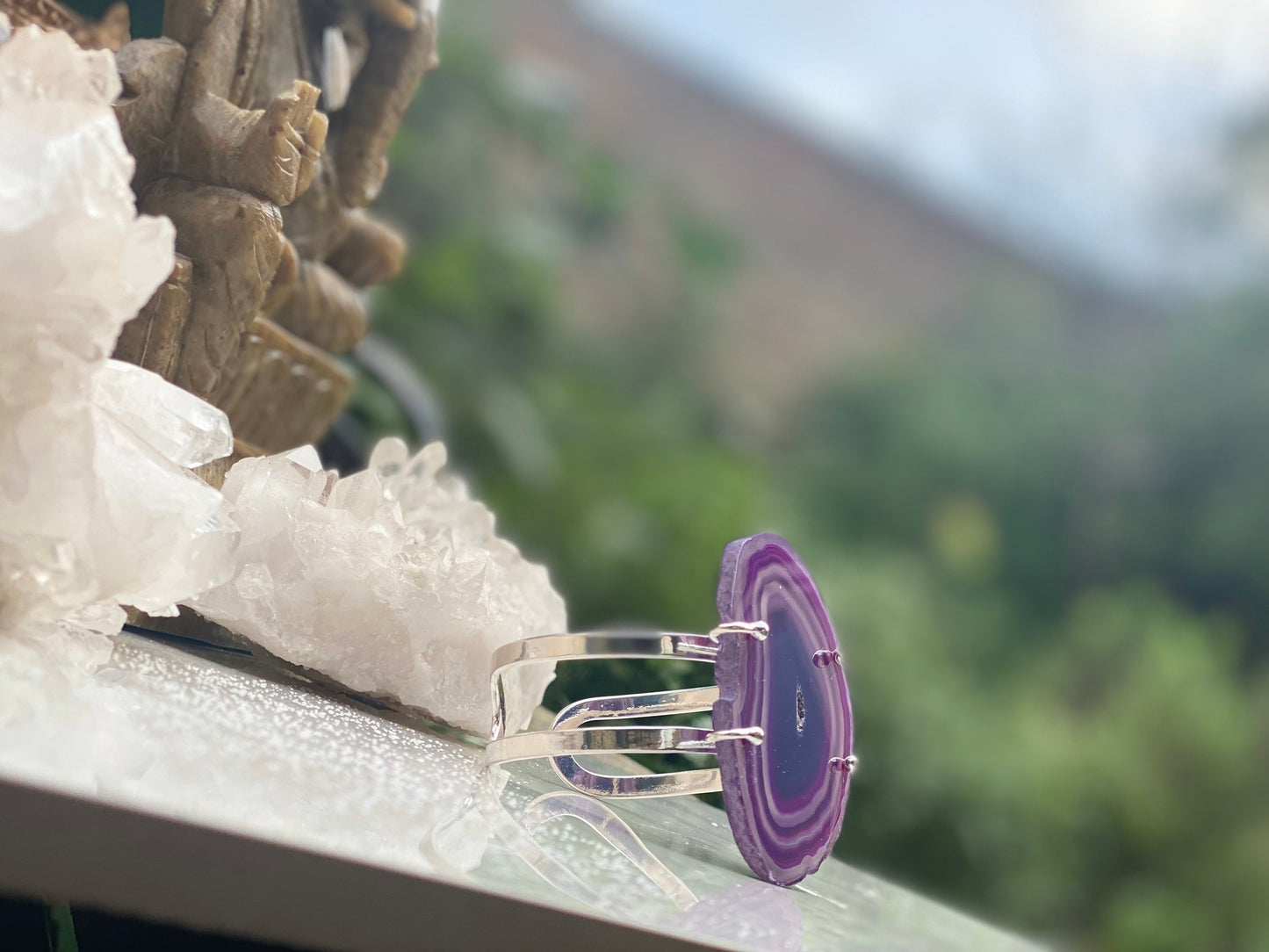 Purple Agate Cuff Bracelet