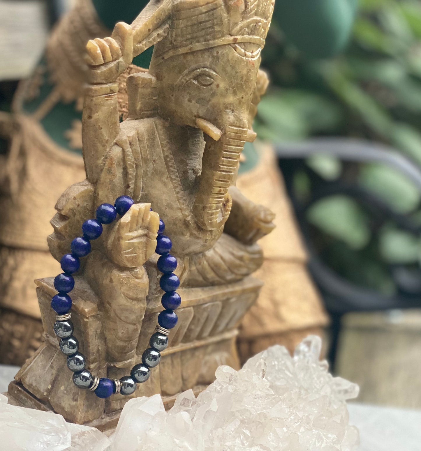 Lapis Lazuli and Hematite Beaded Bracelet