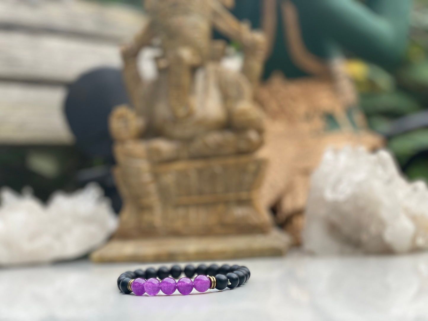 Shungite And Amethyst Beaded Bracelet