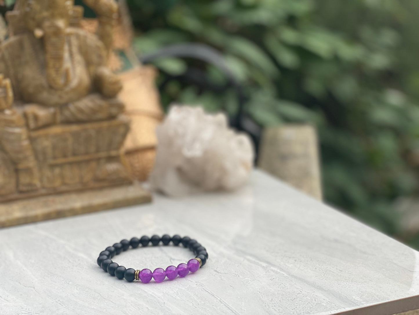 Shungite And Amethyst Beaded Bracelet