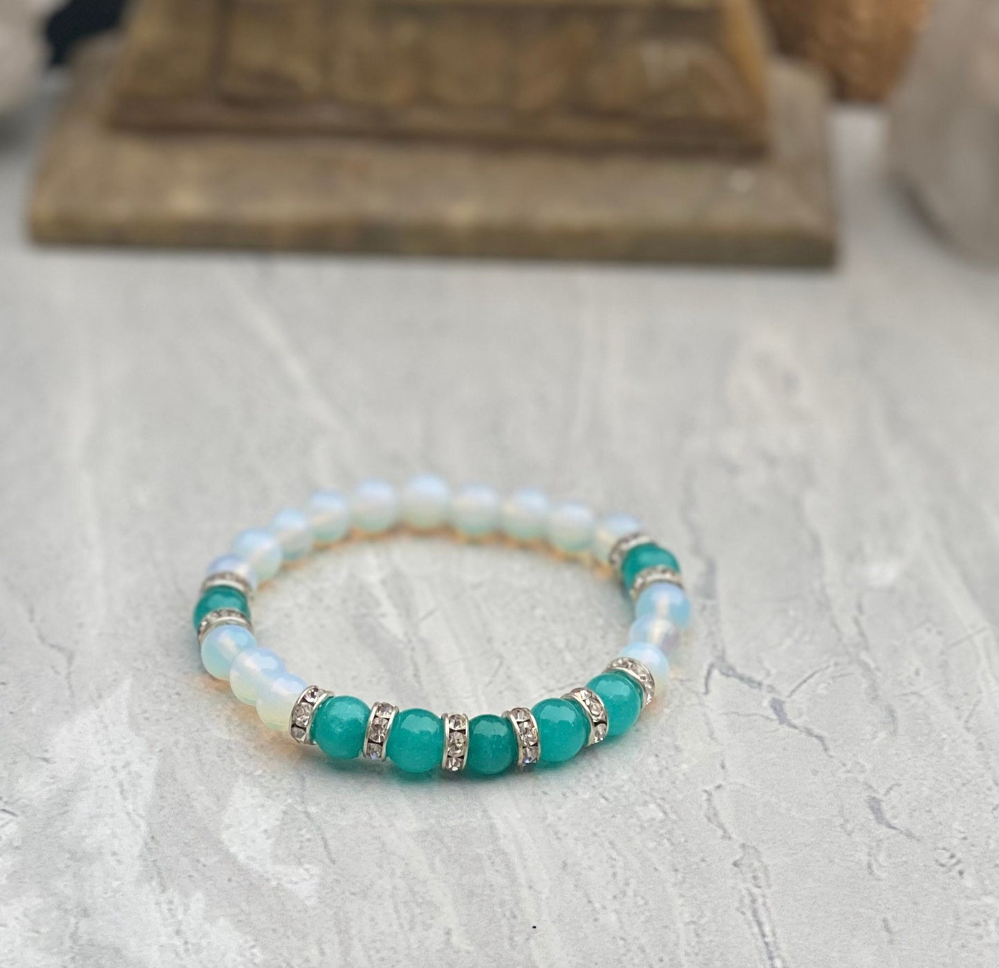 Amazonite And Moonstone Beaded Bracelet