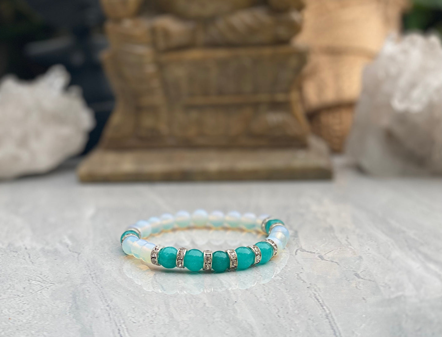 Amazonite And Moonstone Beaded Bracelet