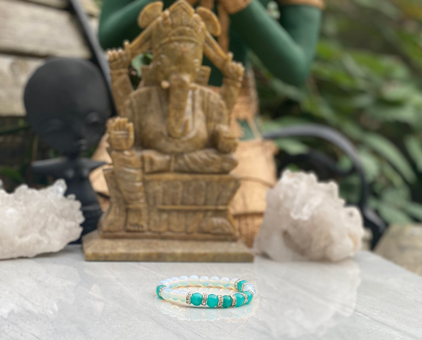 Amazonite And Moonstone Beaded Bracelet