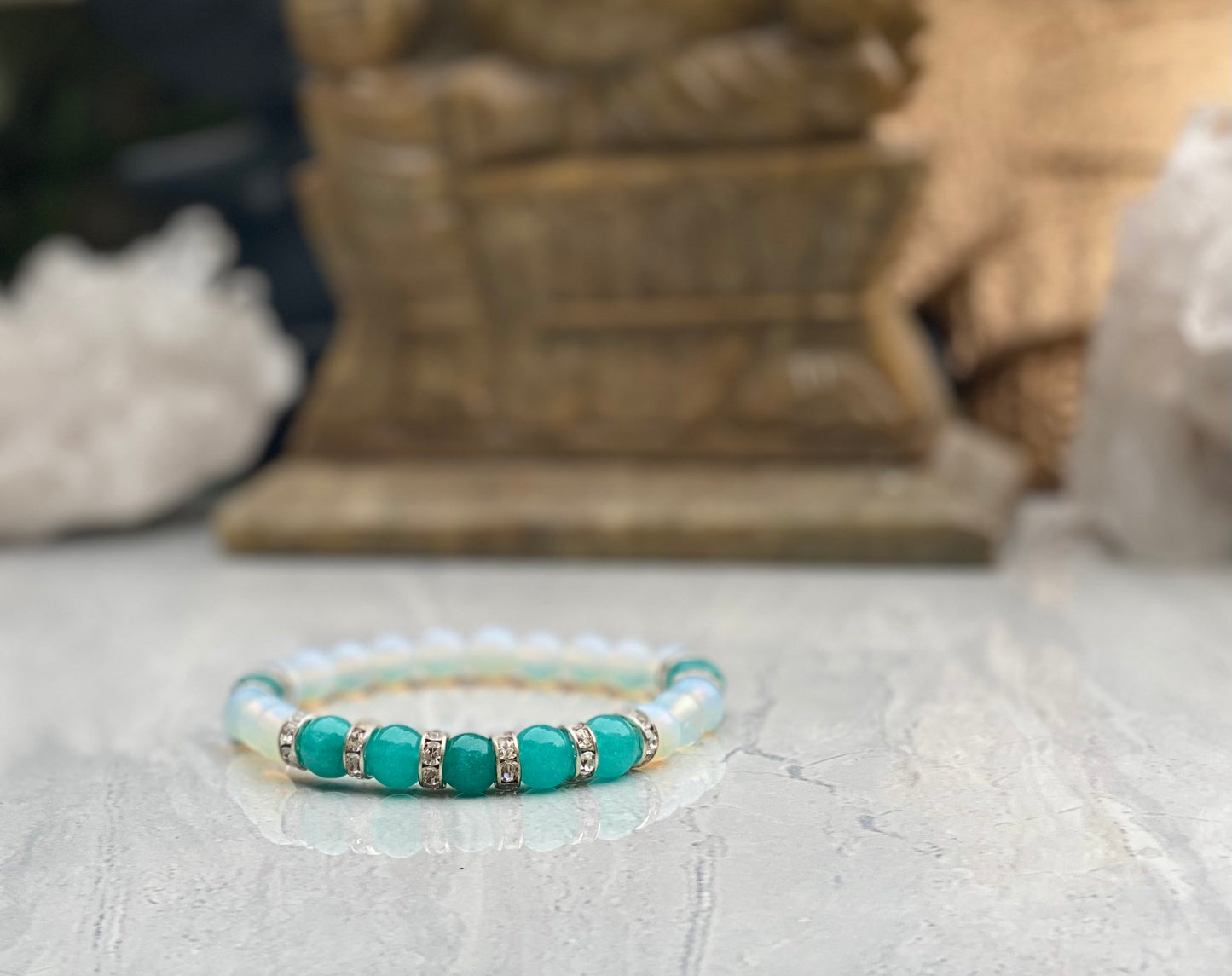 Amazonite And Moonstone Beaded Bracelet