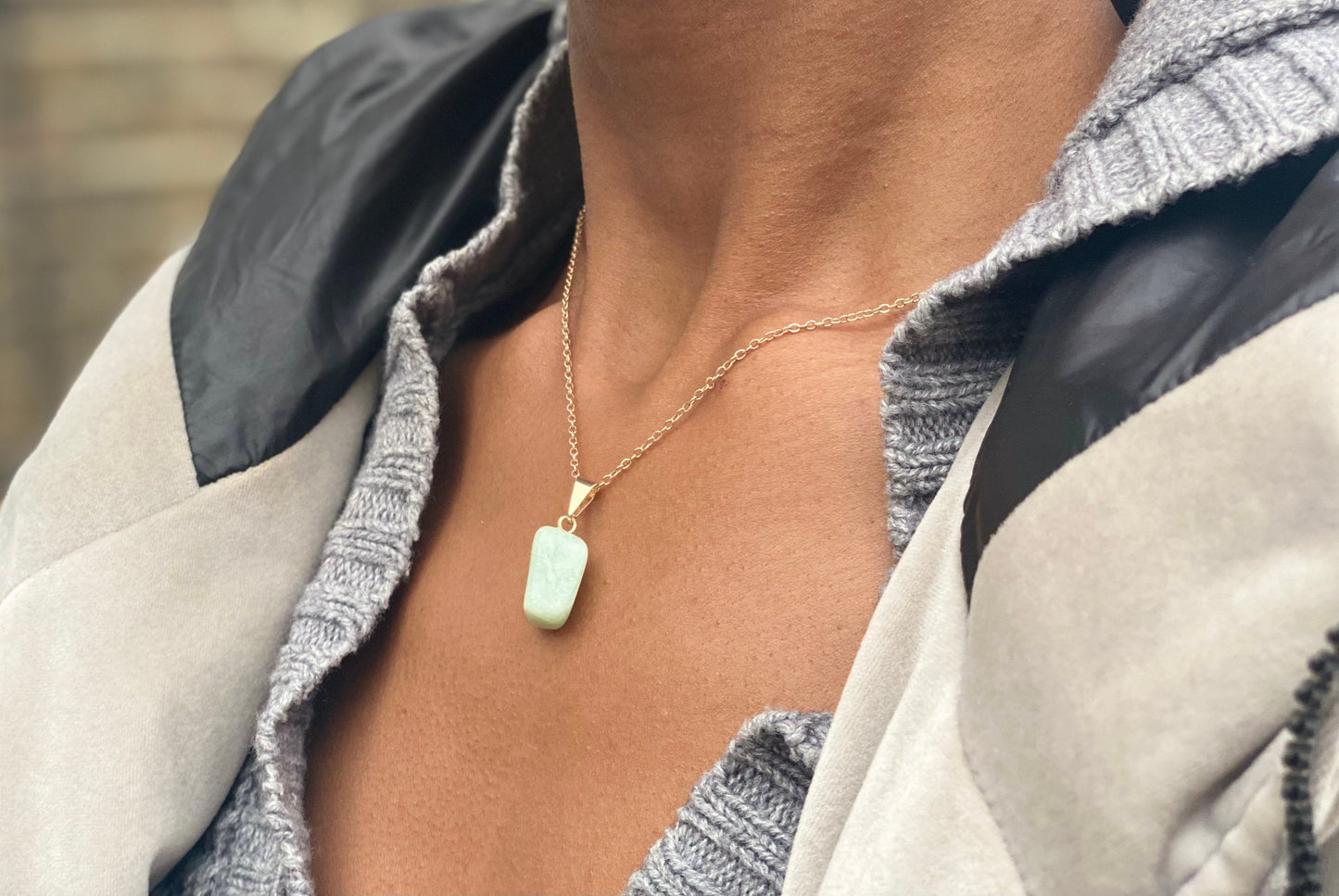 Gold Filled Tumbled Amazonite Necklace