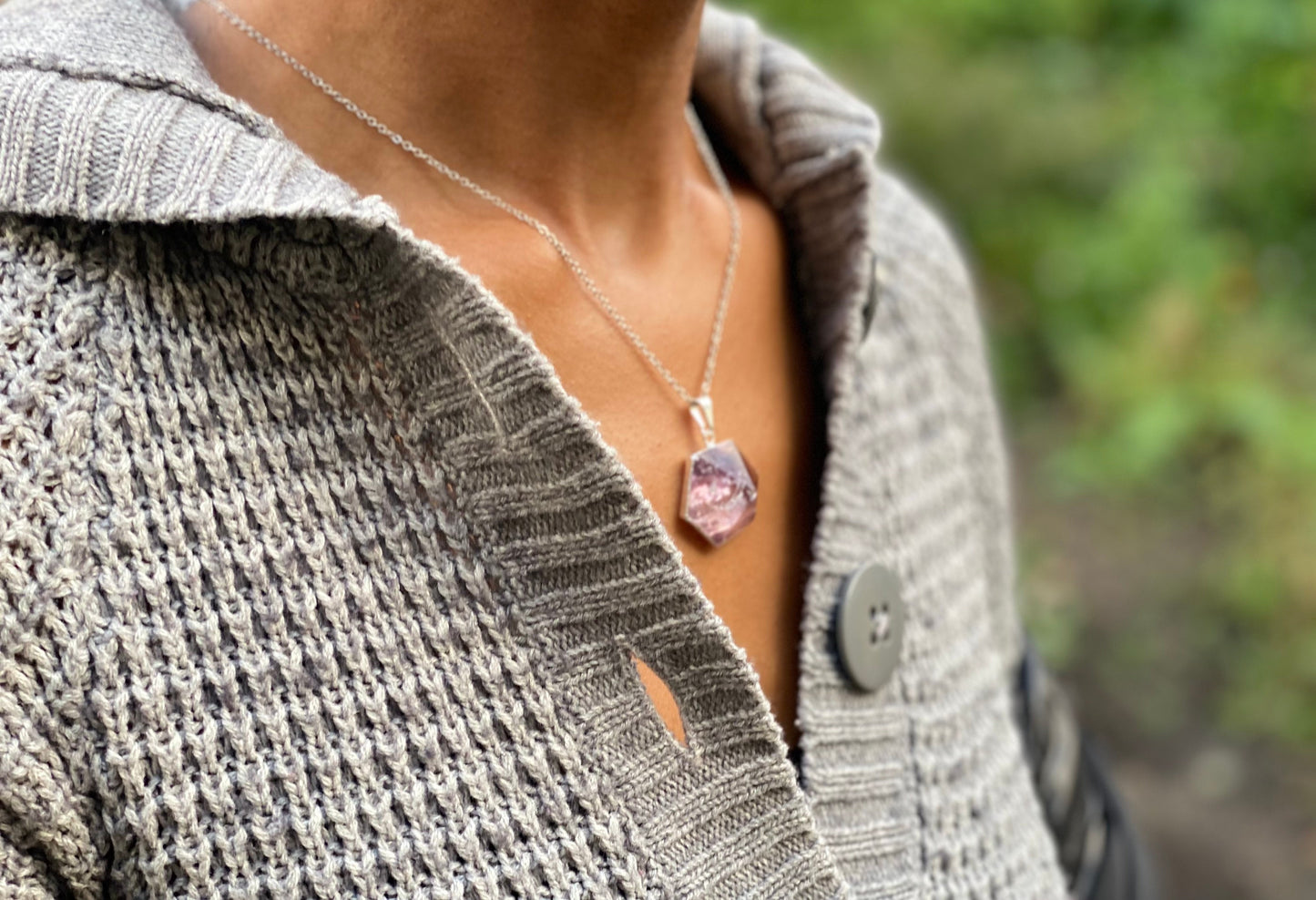 Silver Plated Amethyst Hexagon