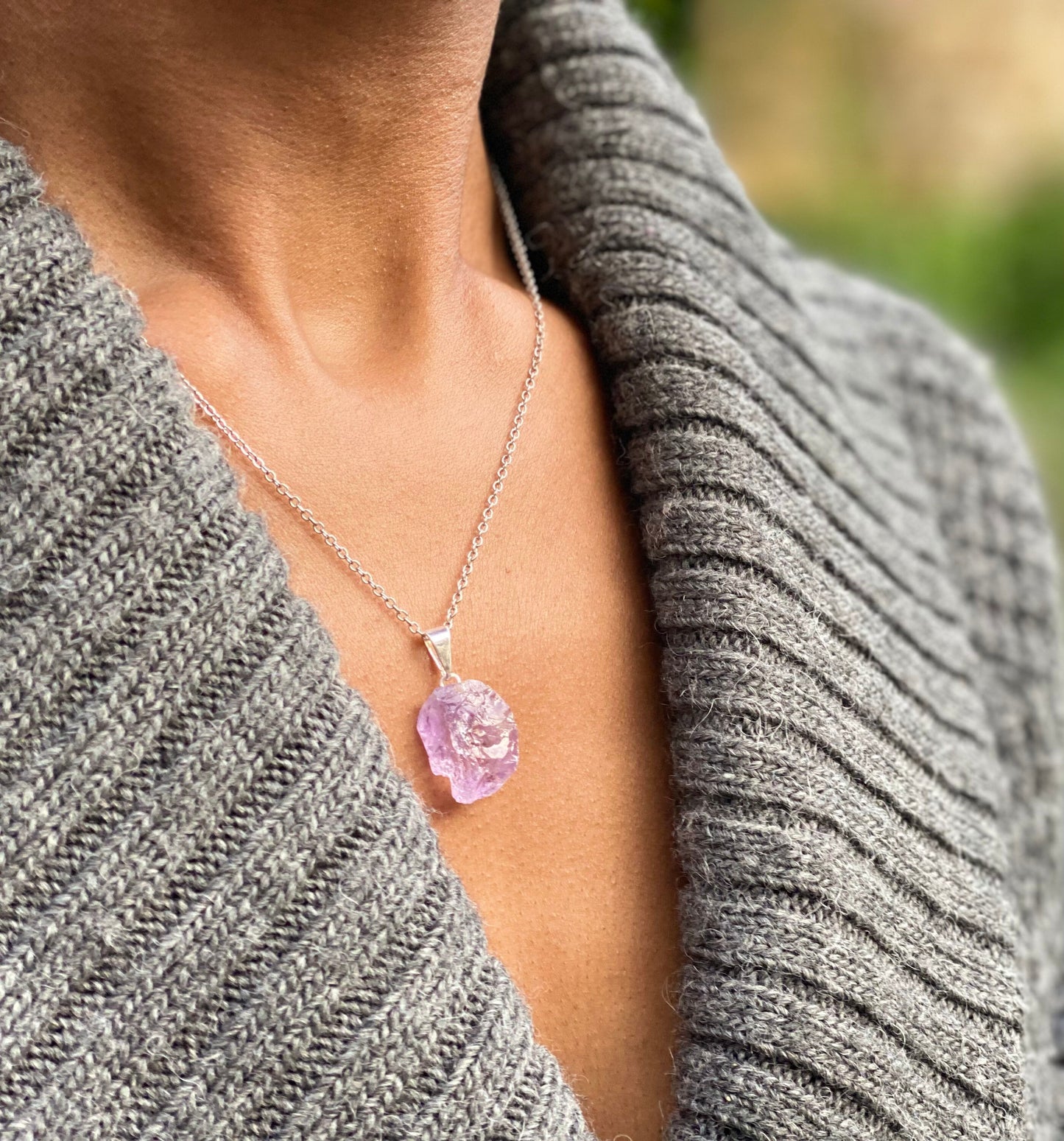 Silver Plated Light Amethyst Necklace