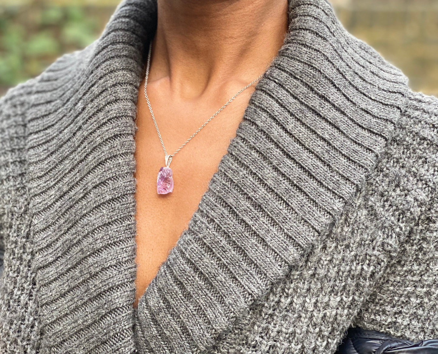 Silver Plated Light Amethyst Necklace