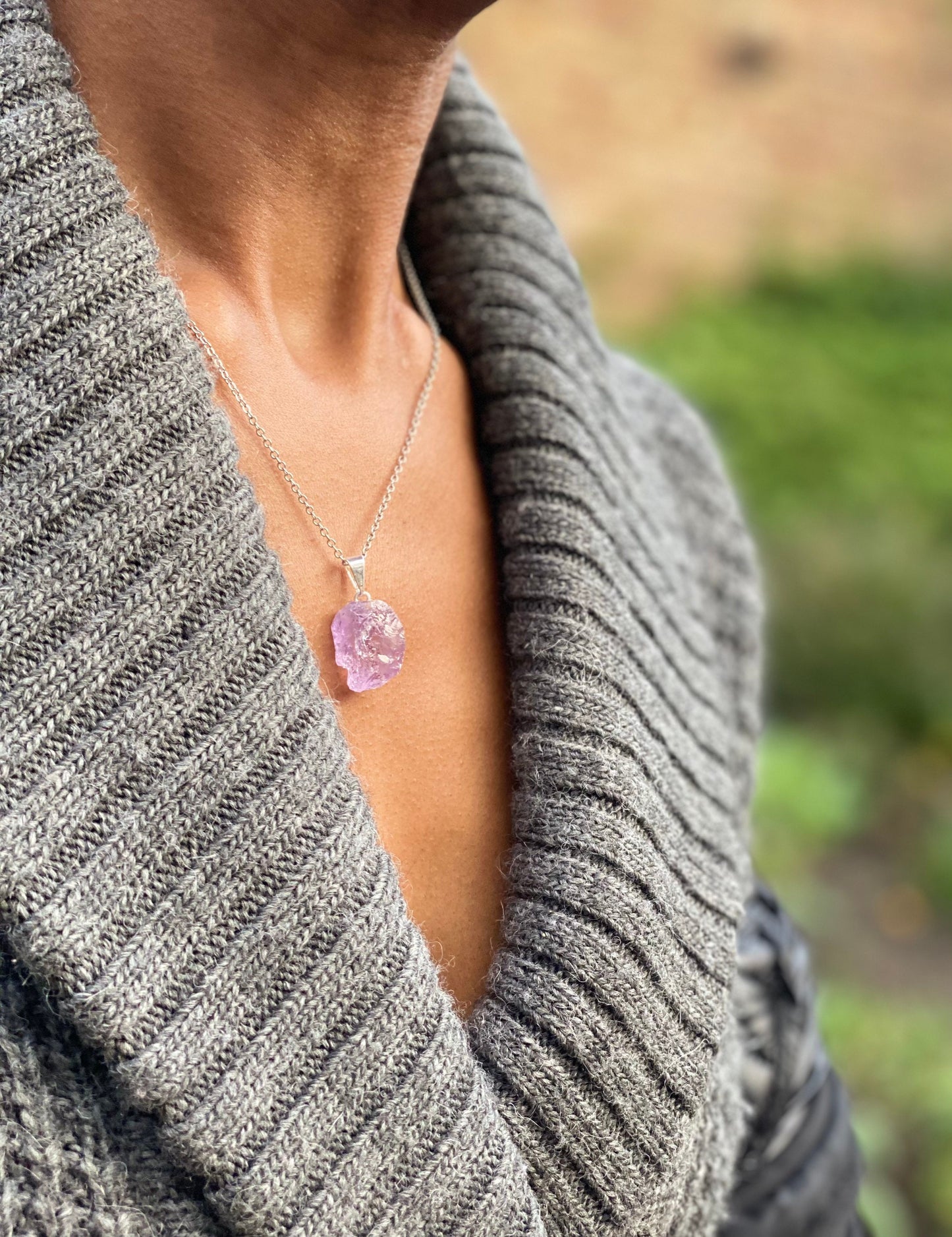 Silver Plated Light Amethyst Necklace