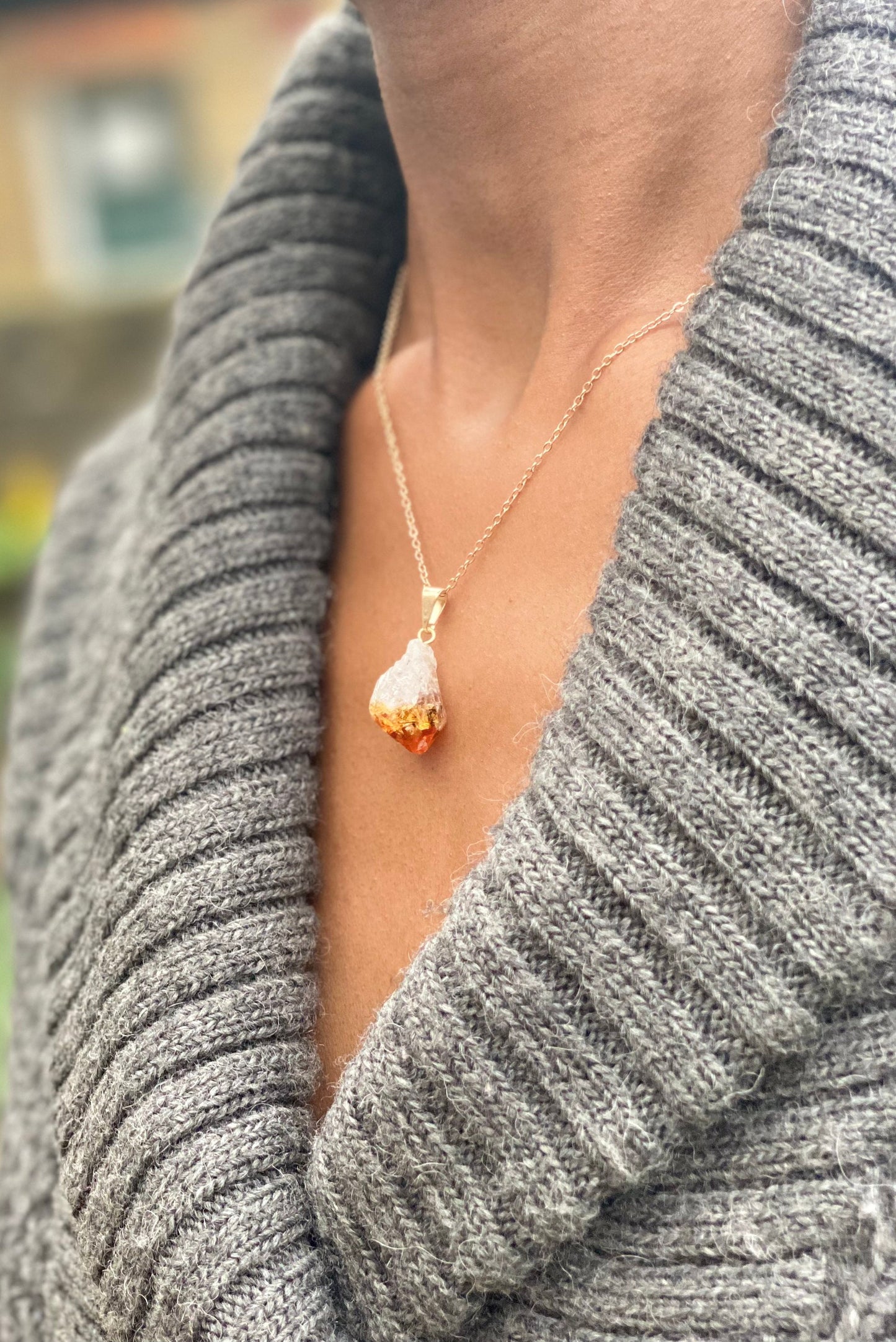 Gold Plated Citrine Necklace