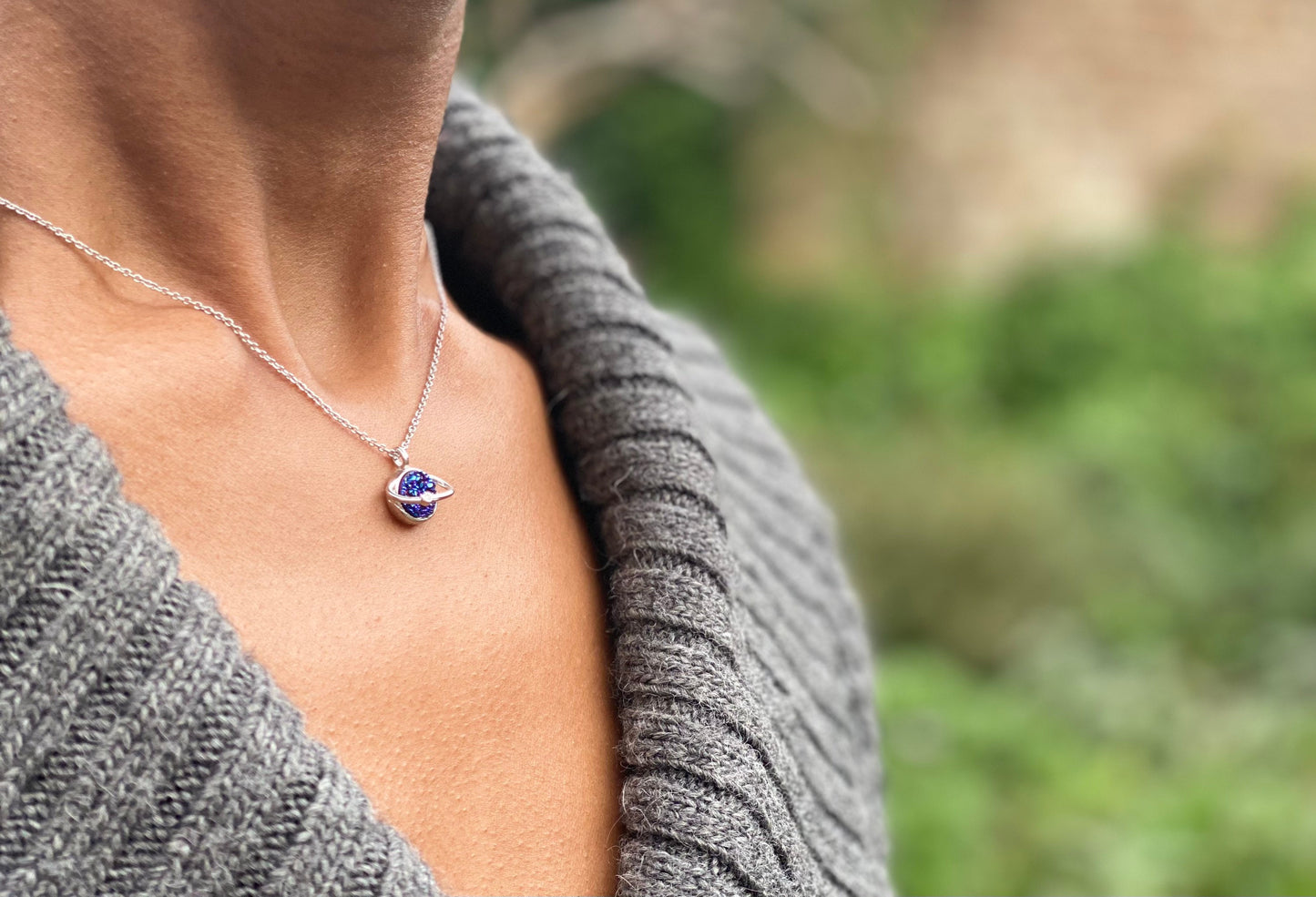 Blue Agate Planetary Necklace