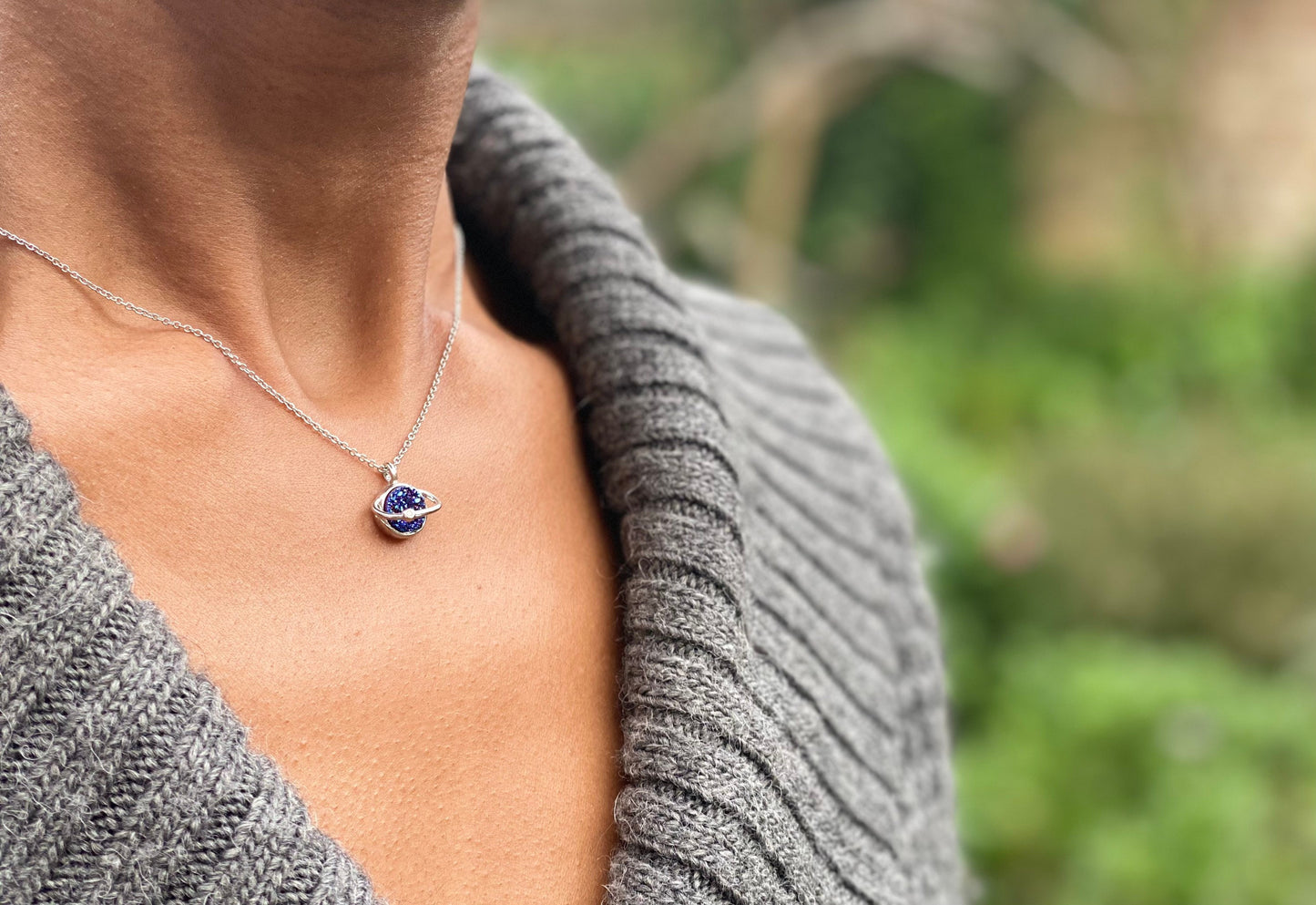 Blue Agate Planetary Necklace