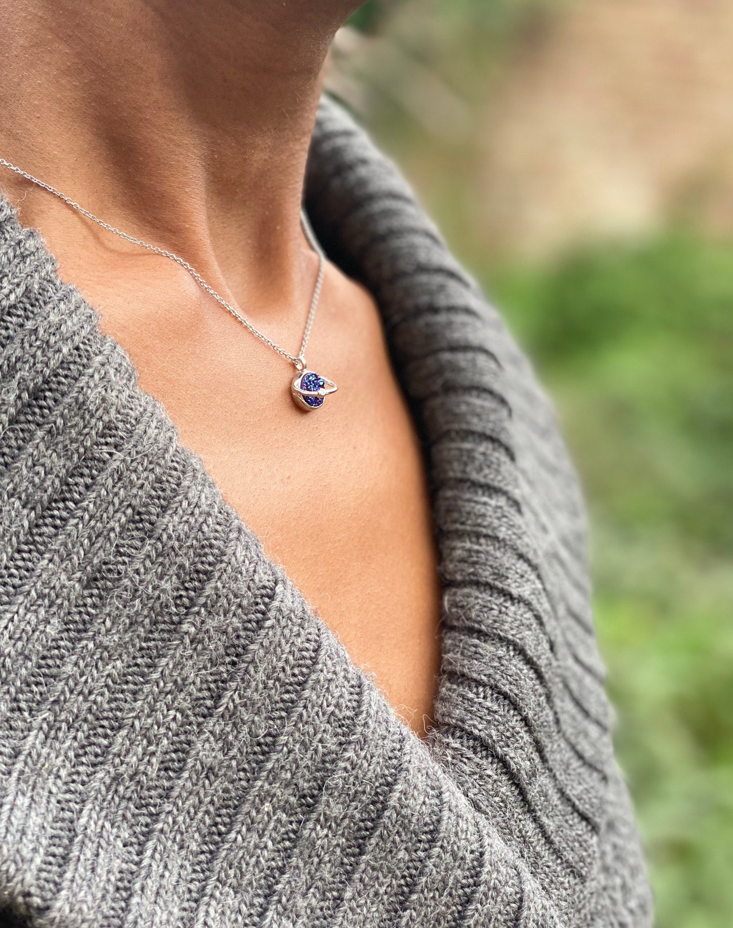 Blue Agate Planetary Necklace