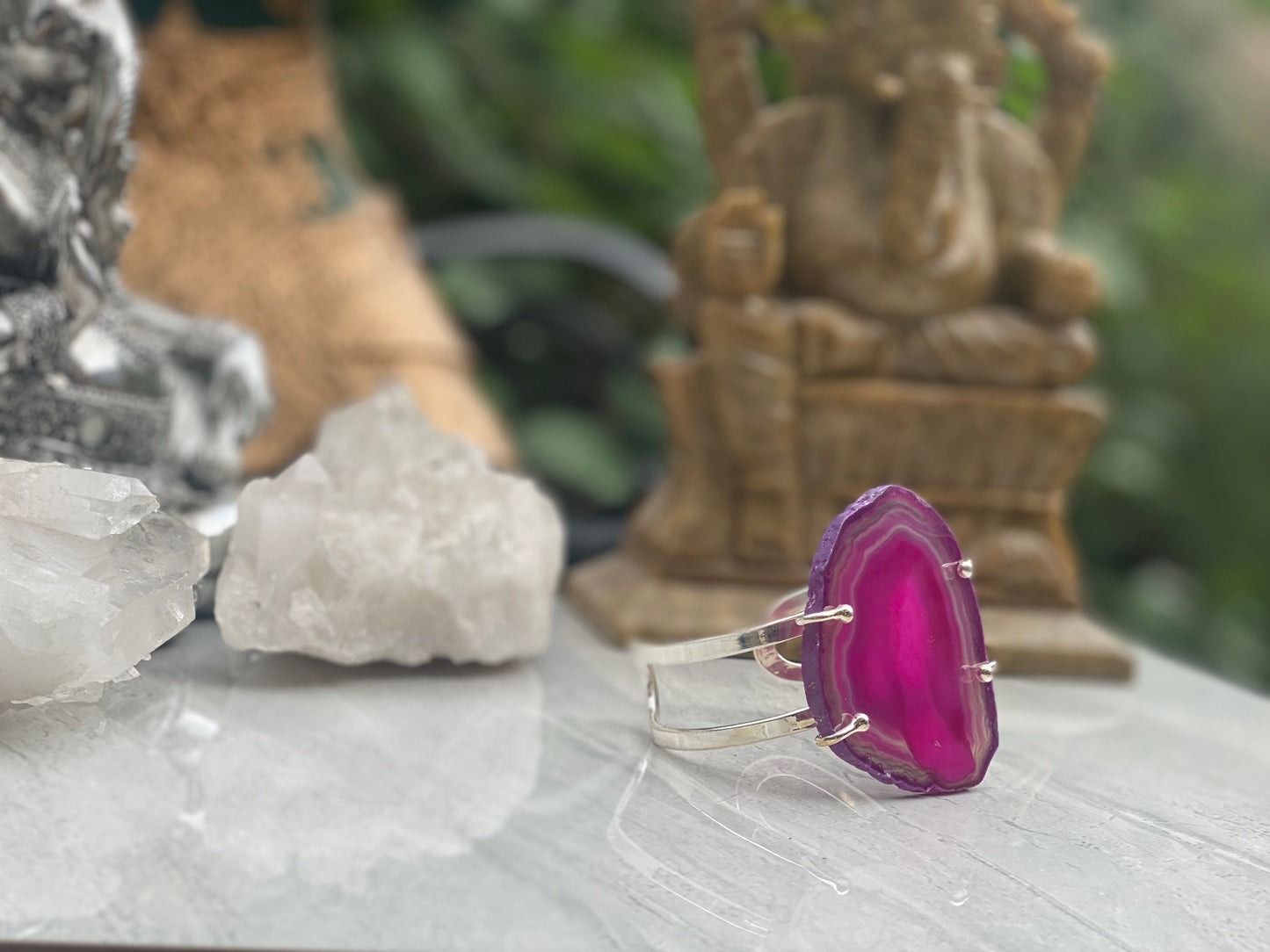 Pink Agate Cuff Bracelet