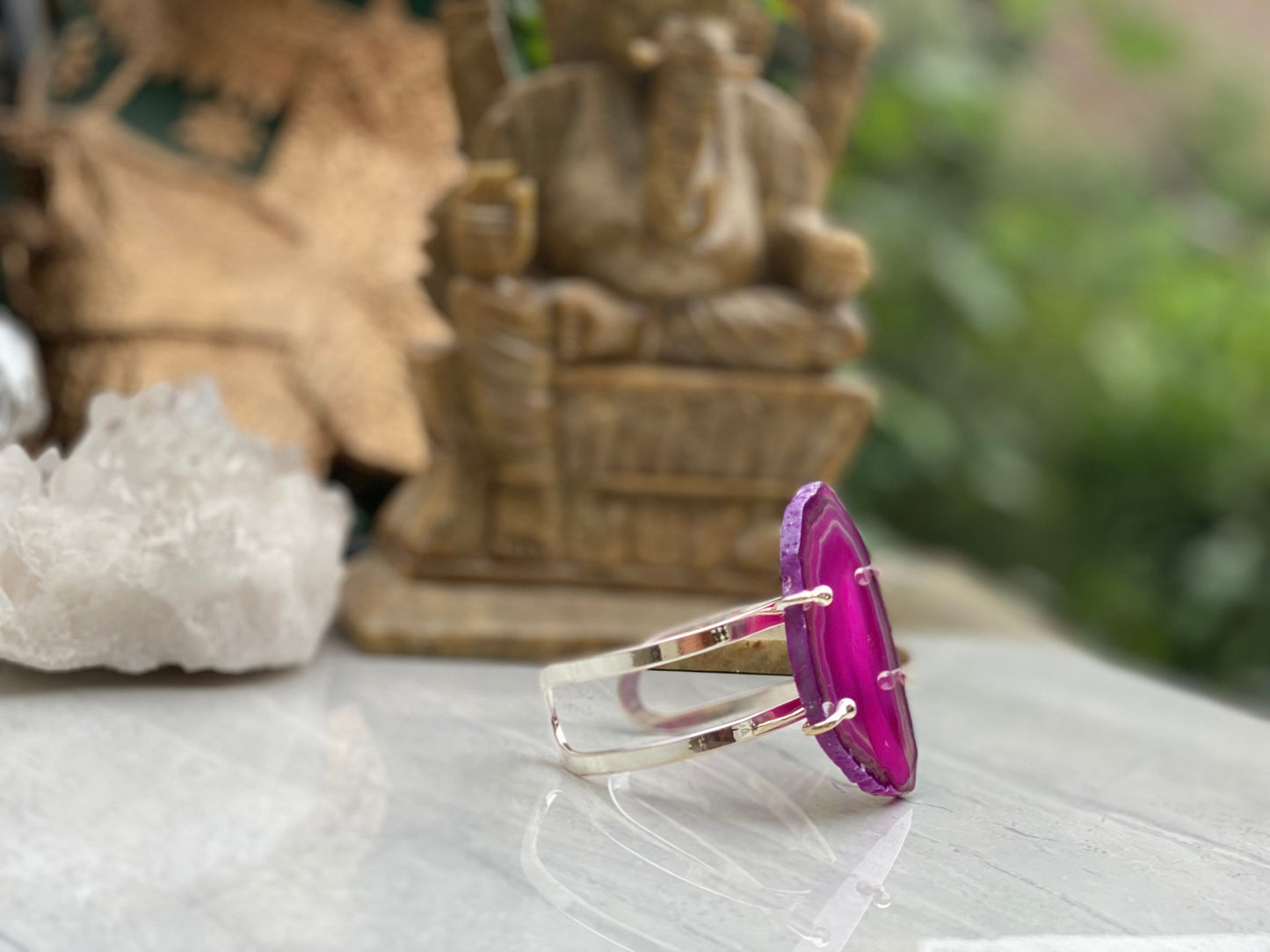 Pink Agate Cuff Bracelet