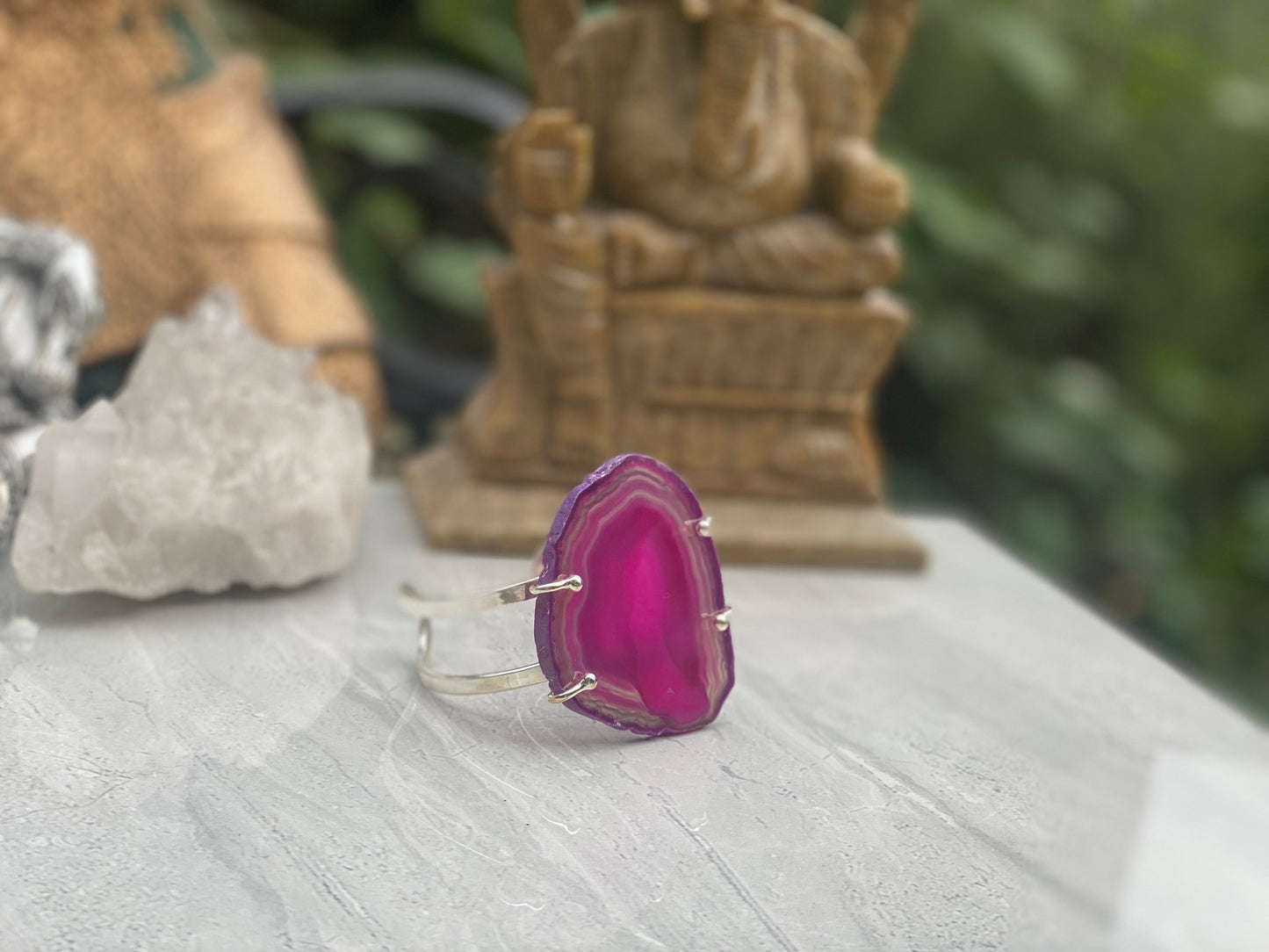 Pink Agate Cuff Bracelet