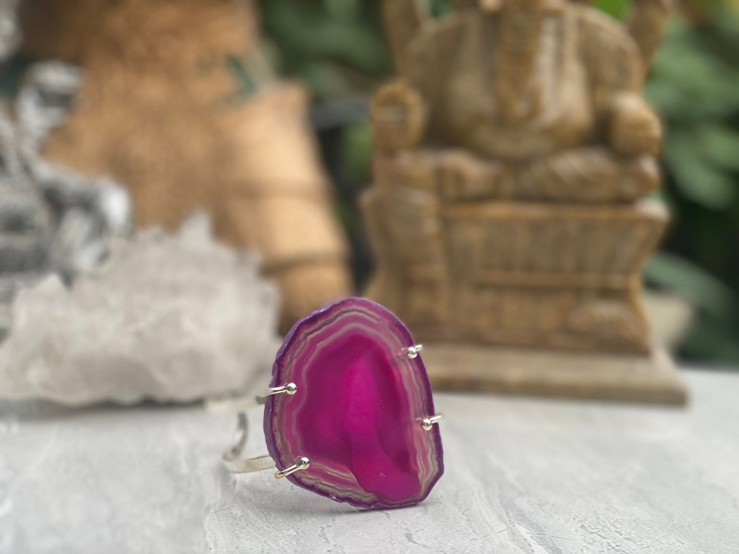 Pink Agate Cuff Bracelet