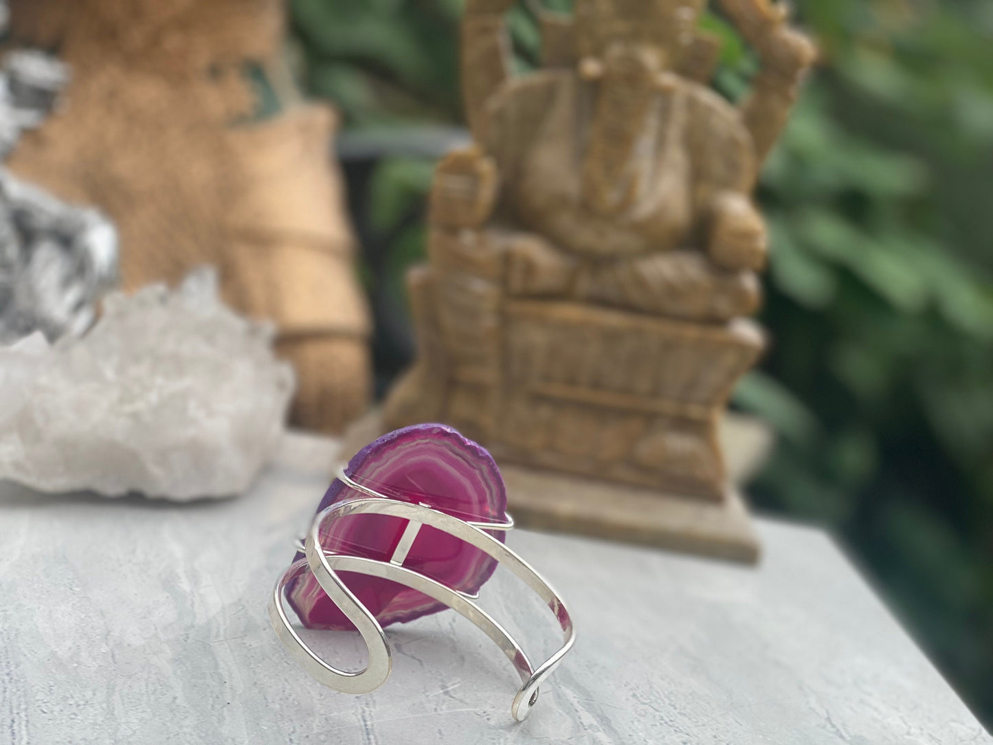 Pink Agate Cuff Bracelet