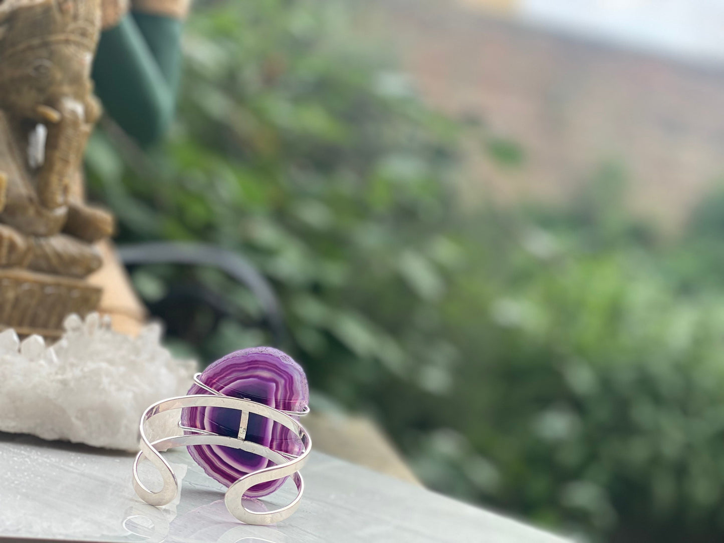 Purple Agate Cuff Bracelet