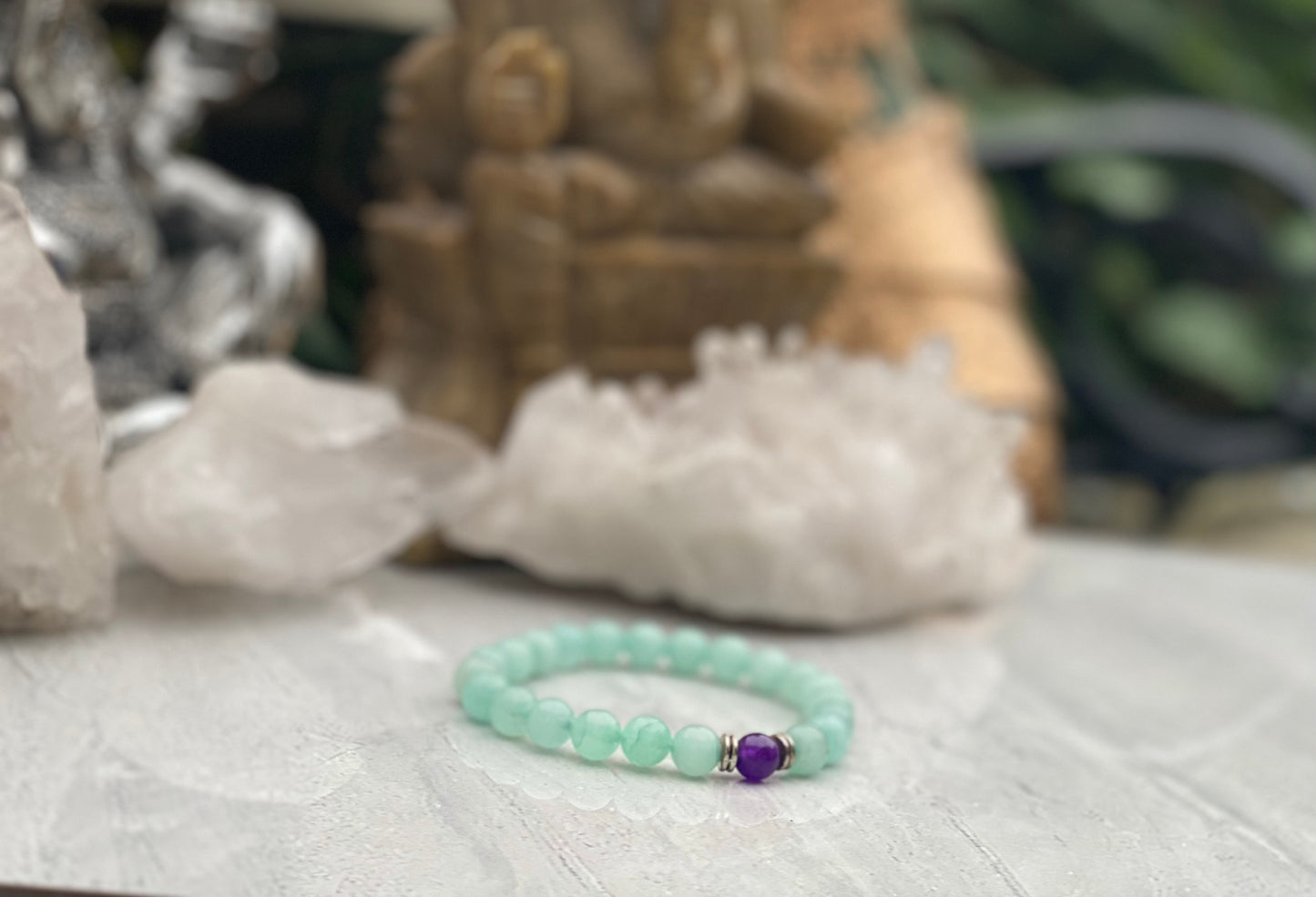 Amethyst Beaded Mala Bracelet