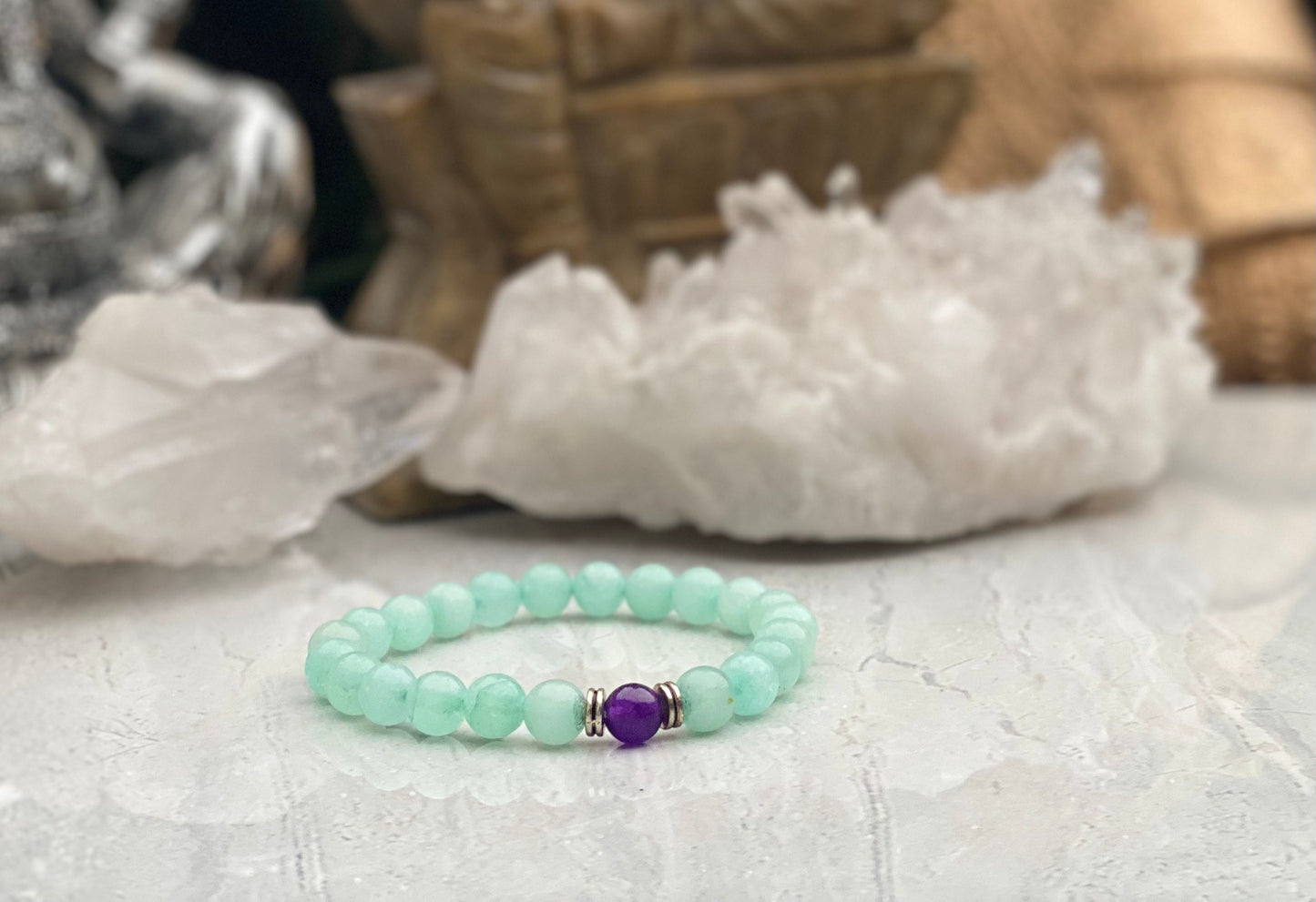 Amethyst Beaded Mala Bracelet