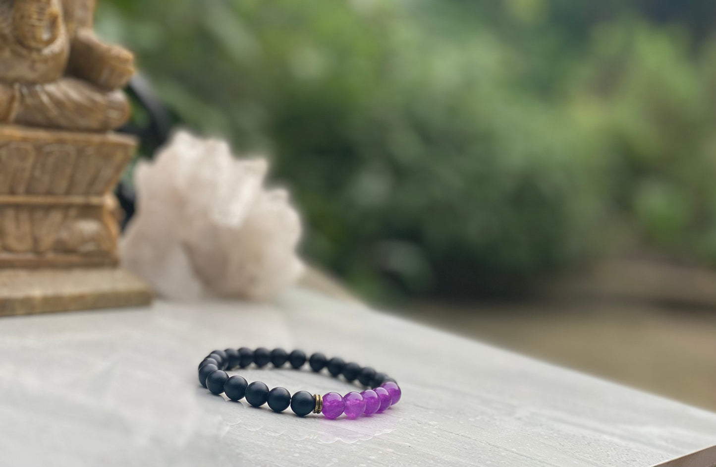 Shungite And Amethyst Beaded Bracelet