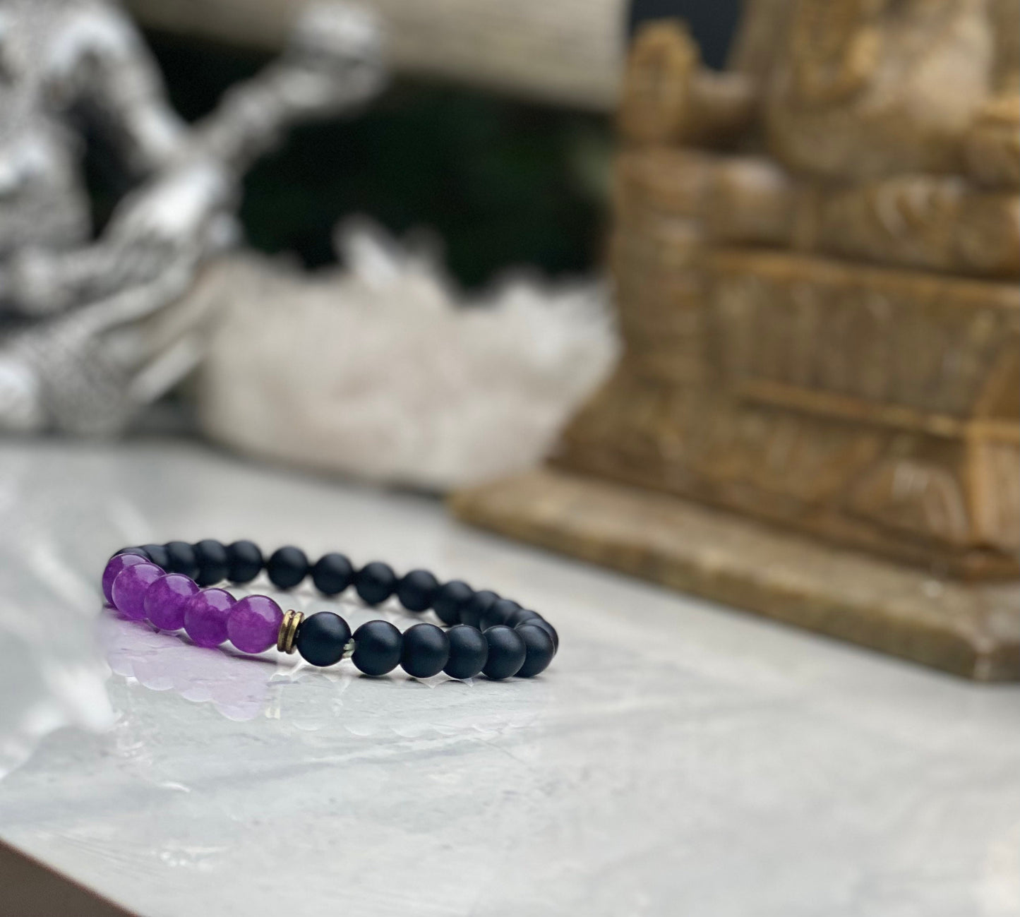 Shungite And Amethyst Beaded Bracelet