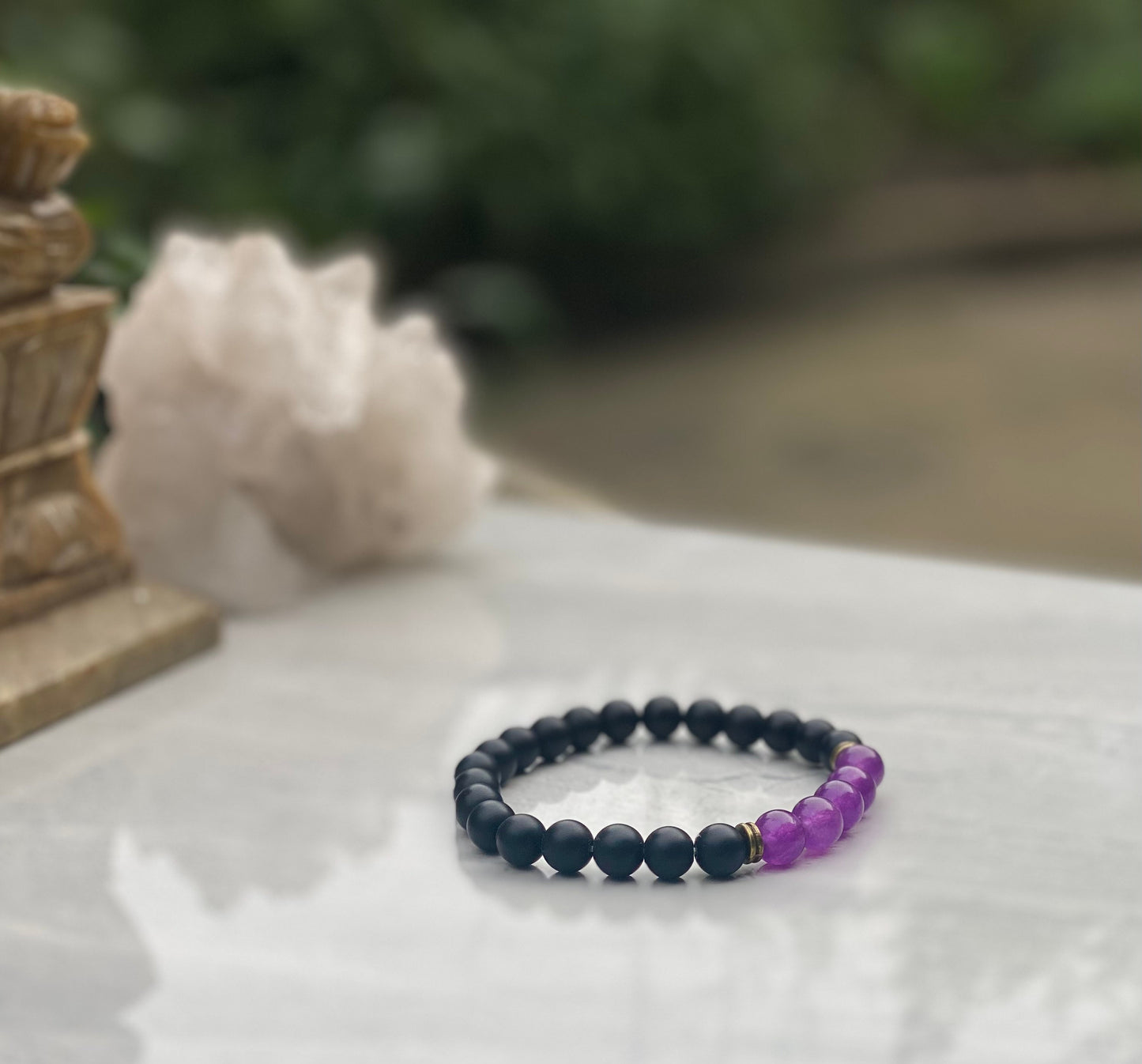 Shungite And Amethyst Beaded Bracelet