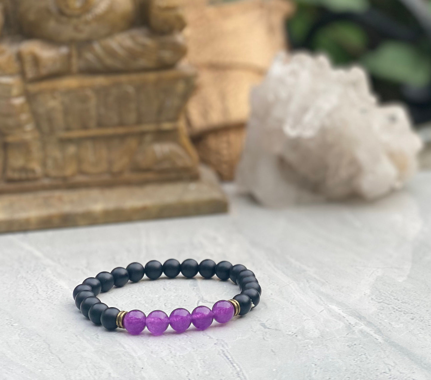 Shungite And Amethyst Beaded Bracelet