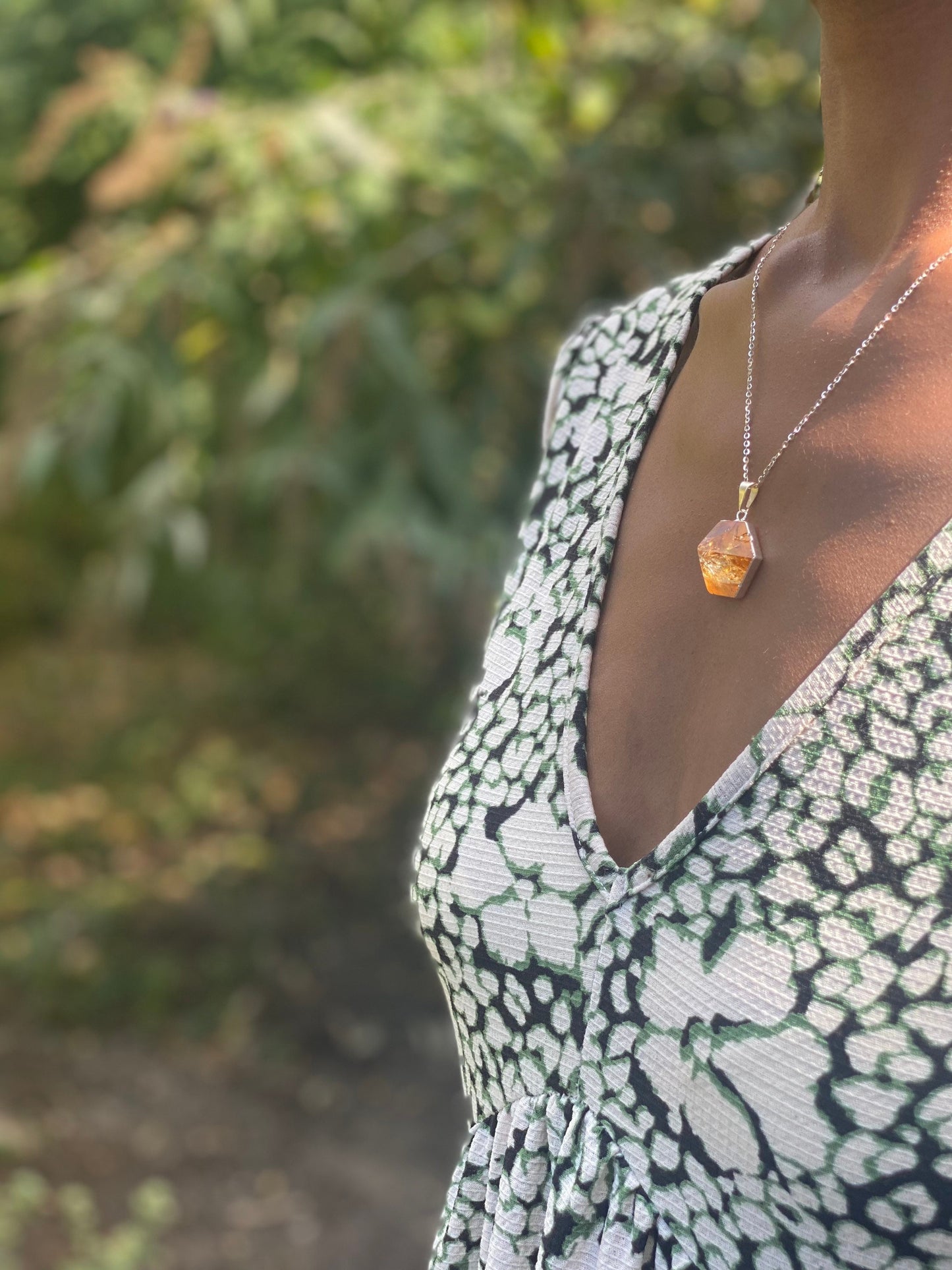 Gold Filled Citrine Hexagon Necklace