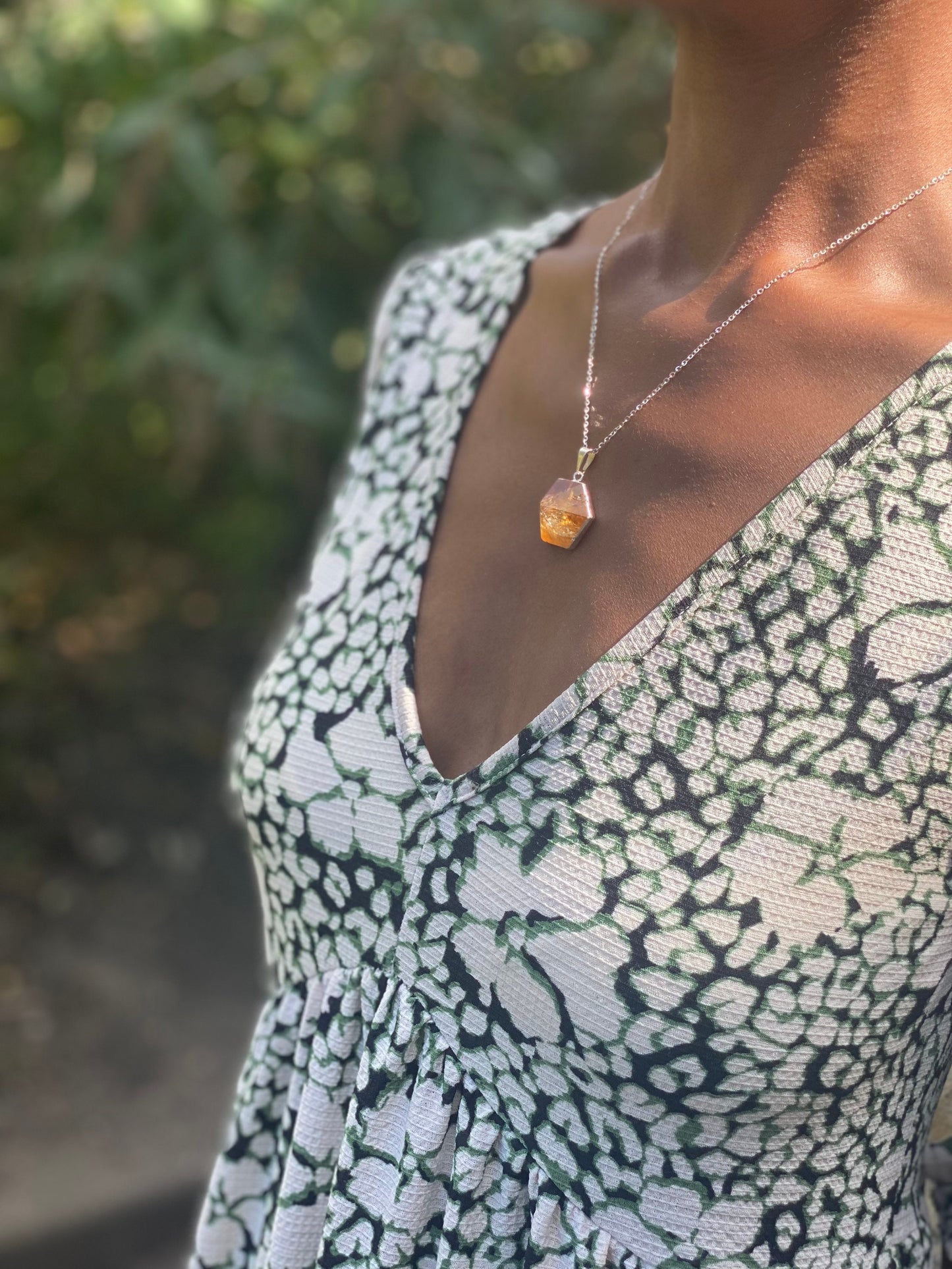 Gold Filled Citrine Hexagon Necklace