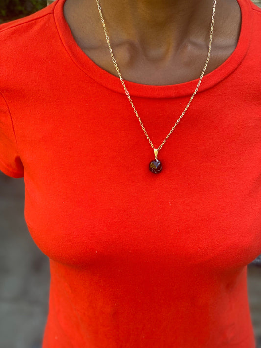 Gold Filled Tumbled Red Garnet Necklace