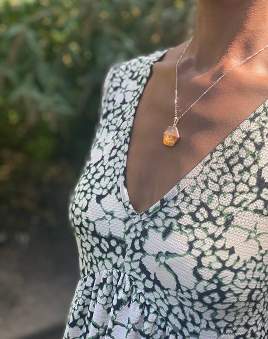 Gold Filled Citrine Hexagon Necklace