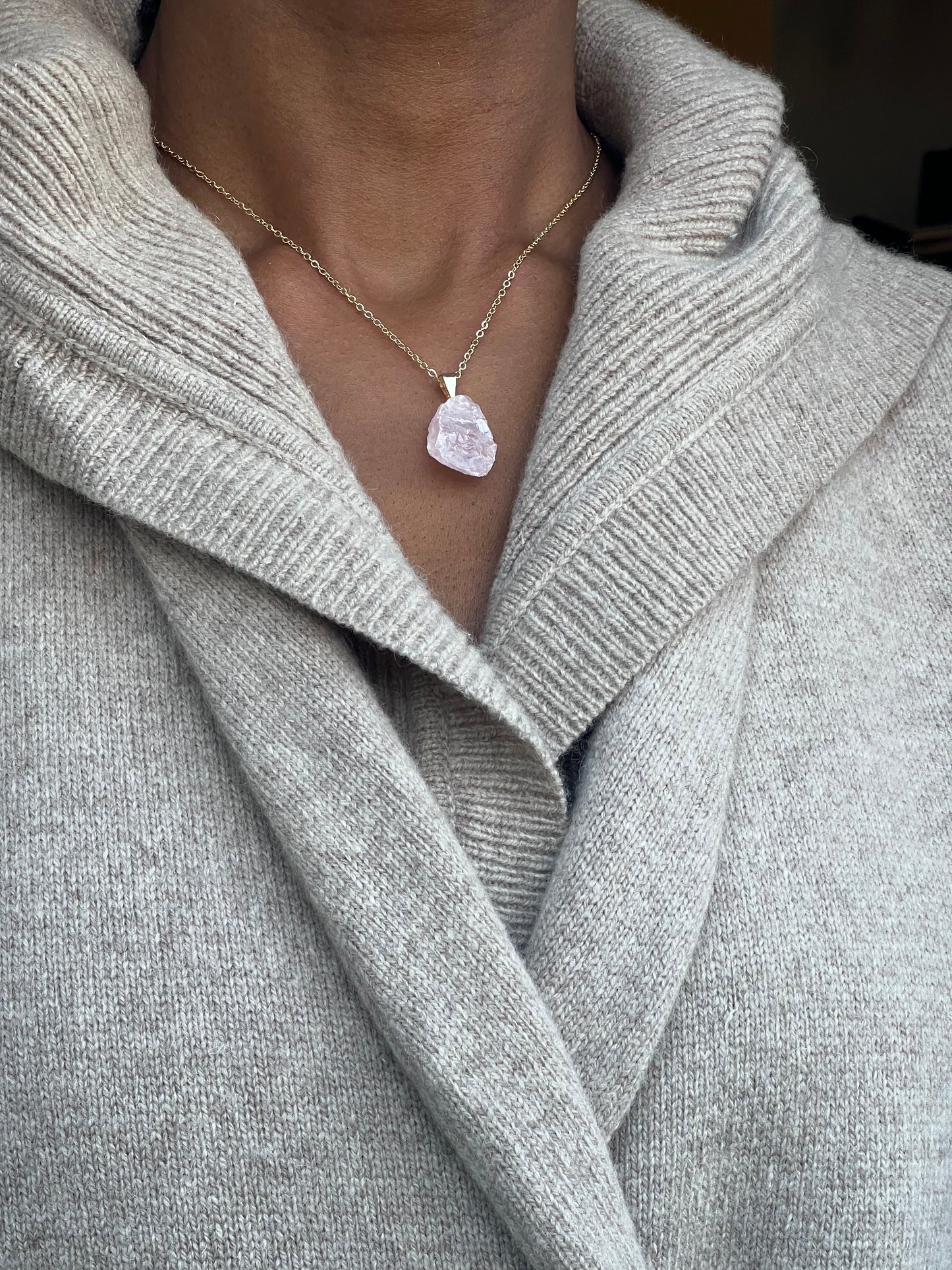 Gold Filled Rose Quartz Crystal Necklace