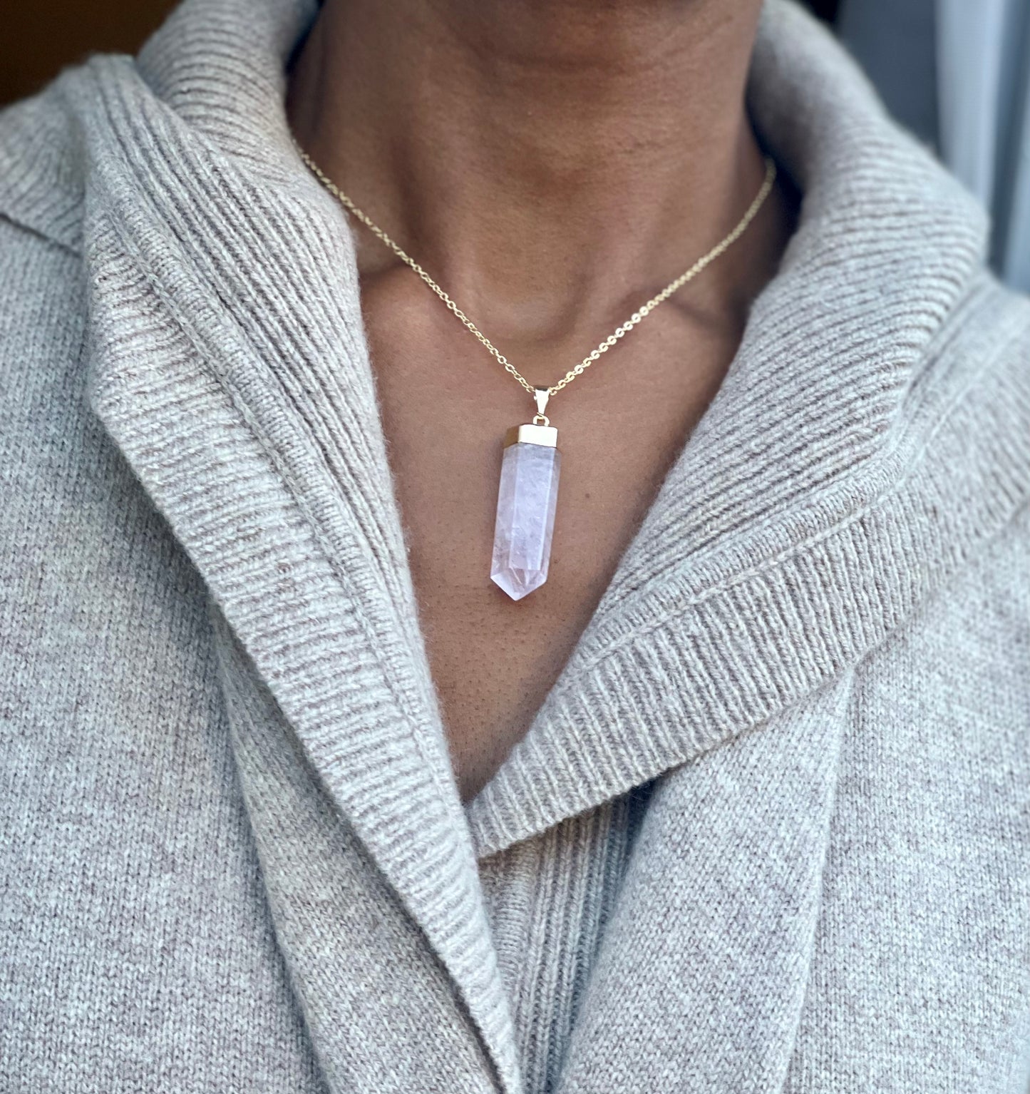 Rose Quartz Crystal Point Necklace