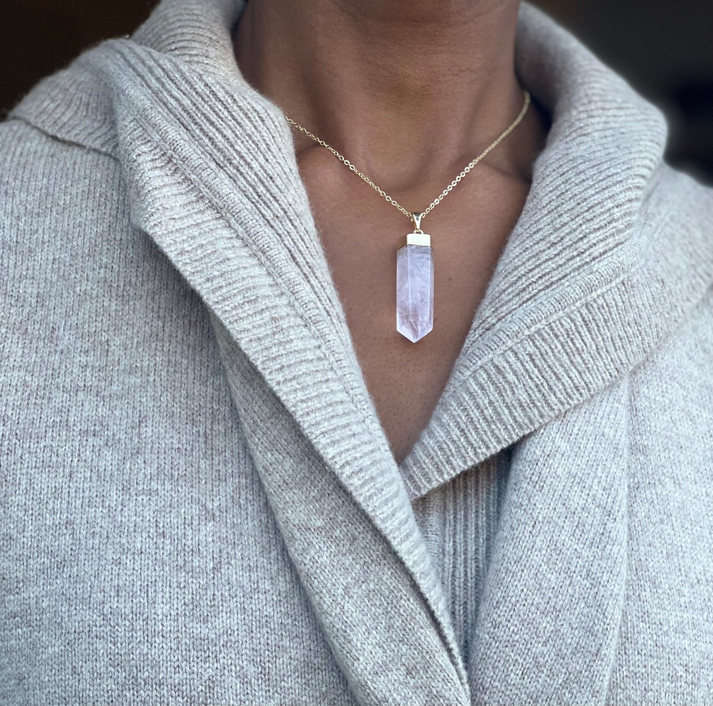 Rose Quartz Crystal Point Necklace