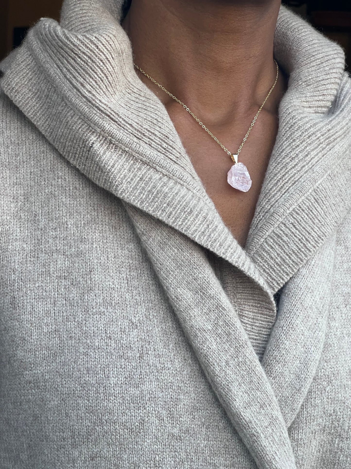 Gold Filled Rose Quartz Crystal Necklace