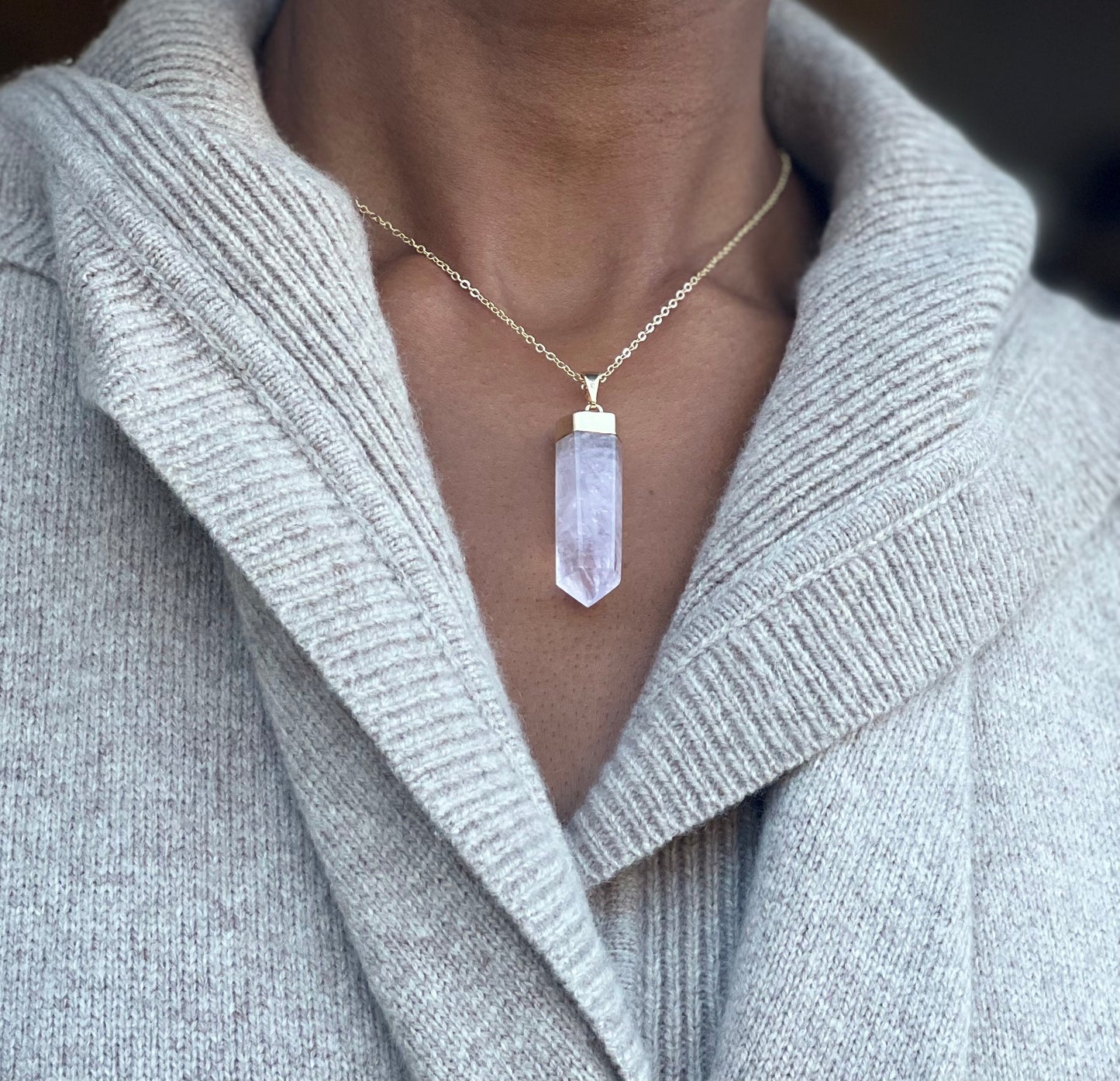 Rose Quartz Crystal Point Necklace